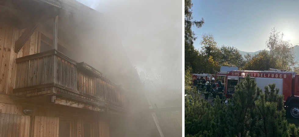 Scoppia l’incendio all’interno di una casa in legno: l’intervento dei vigili del fuoco